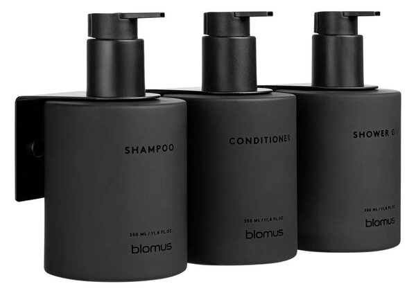 Черни стенни стъклени диспенсери за сапун 3 бр. 350 ml Kirei – Blomus