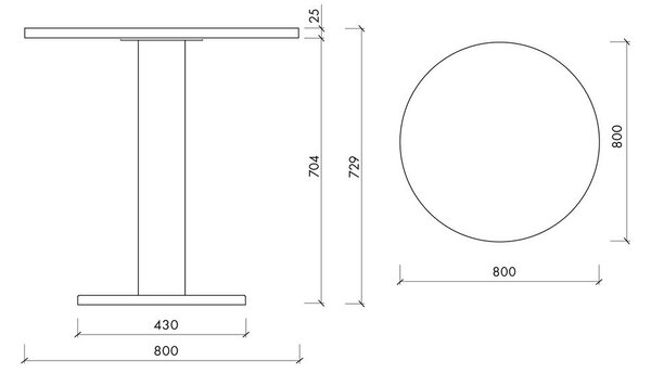 Кръгла трапезна маса с дъбов плот ø 80 cm Sool – noo.ma