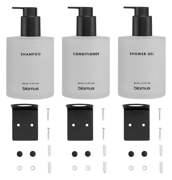 Бели стенни стъклени диспенсери за сапун 3 бр. 350 ml Kirei – Blomus