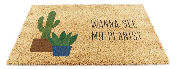 Изтривалка от кокосови влакна 40x60 cm Wanna See My Plants – Artsy Doormats