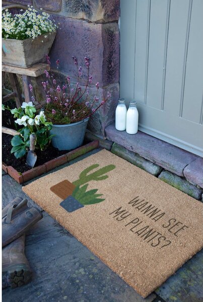 Изтривалка от кокосови влакна 40x60 cm Wanna See My Plants – Artsy Doormats