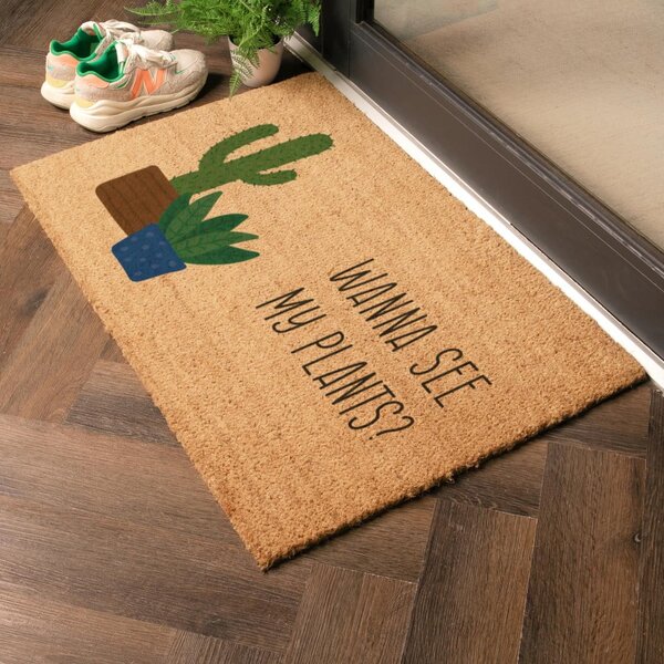 Изтривалка от кокосови влакна 40x60 cm Wanna See My Plants – Artsy Doormats