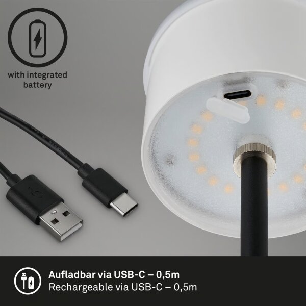 Brilo - LED настолна акумулаторна сензорна лампа KIKI LED/2,6W/5V IP44 2600 mAh сребриста