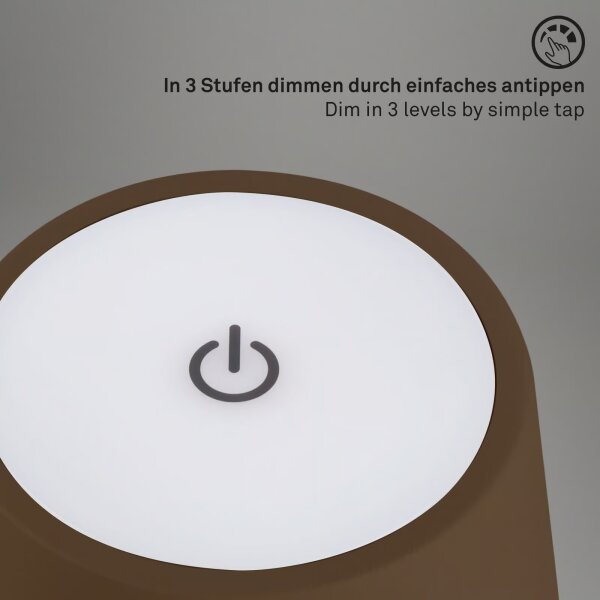 Brilo - LED настолна презареждаема сензорна лампа KIKI LED/2,6W/5V IP44 2600 mAh кафява