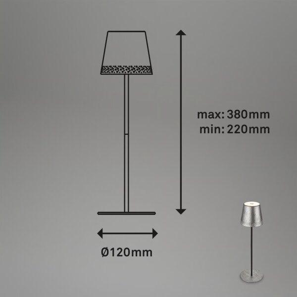Brilo - LED настолна акумулаторна сензорна лампа KIKI LED/2,6W/5V IP44 2600 mAh сребриста