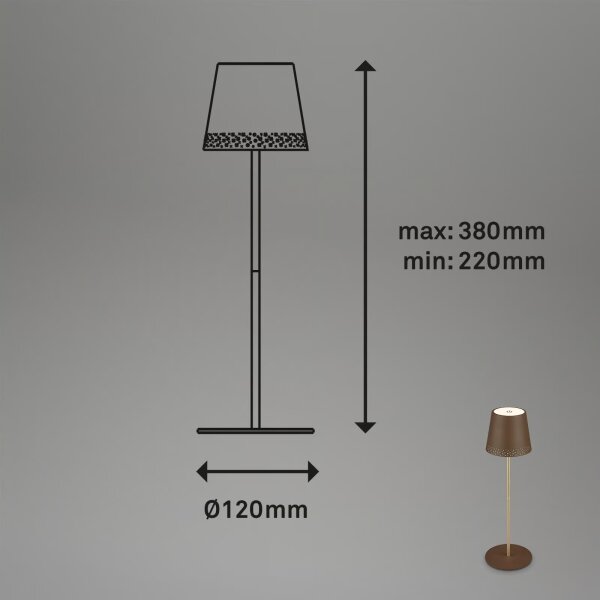 Brilo - LED настолна презареждаема сензорна лампа KIKI LED/2,6W/5V IP44 2600 mAh кафява