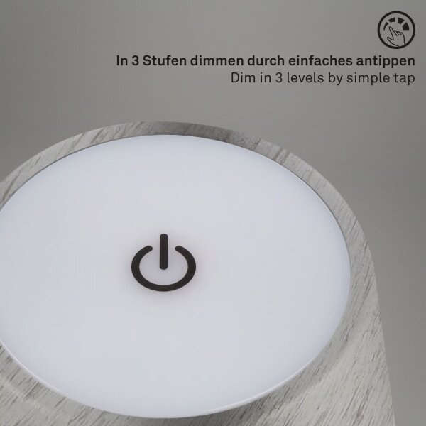 Brilo - LED настолна акумулаторна сензорна лампа KIKI LED/2,6W/5V IP44 2600 mAh сребриста