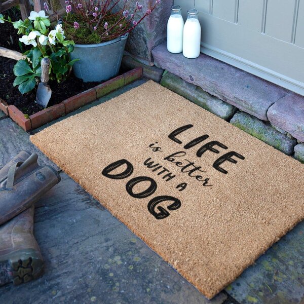 Изтривалка от кокосови влакна 40x60 cm Life Is Better With a Dog – Artsy Doormats