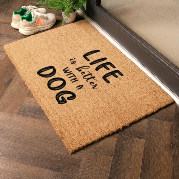 Изтривалка от кокосови влакна 40x60 cm Life Is Better With a Dog – Artsy Doormats