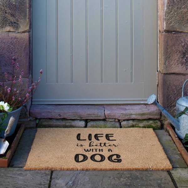 Изтривалка от кокосови влакна 40x60 cm Life Is Better With a Dog – Artsy Doormats