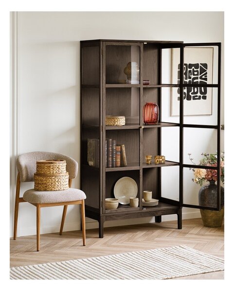 Тъмнокафява витрина от декор от дъб 90x180x40 cm Zamora – House Nordic