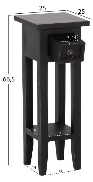 Странична маса ramu махагоново дърво с чекмедже в черно 25x25x66,5всм