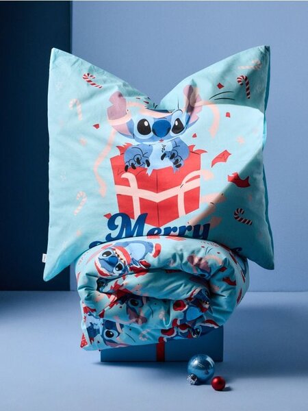 Sinsay - Комплект детско памучно спално бельо с коледен мотив Stitch - бледосиньо