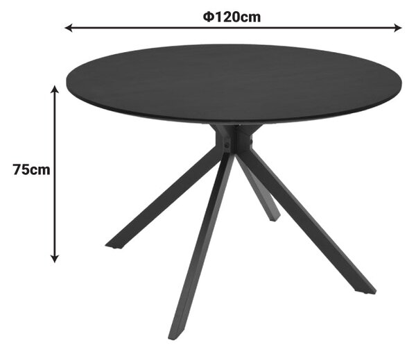Маса XUSON черен mdf и метални крака d120x75см