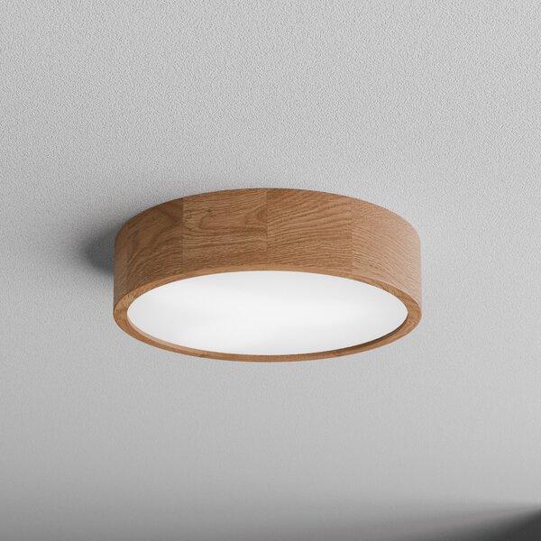 TEMAR LIGHTING Таванска лампа Cleo DR375, IP20, сензор, Ø 38 cm, дъб, Дърво, Дневна/трапезария, Дървесина