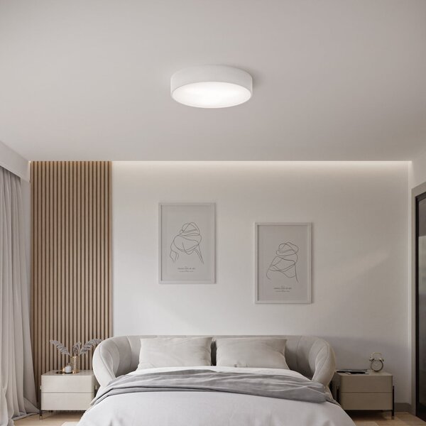 TEMAR LIGHTING Таванна лампа Cleo, Ø 40 cm, IP20, бяла, метал, E27, Затъмняване, Бял, Дневна/трапезария, Метал, Модерен