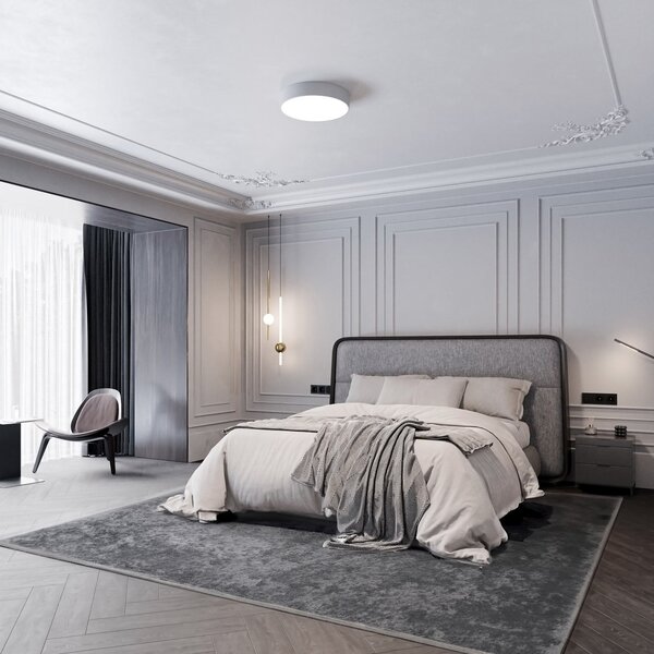 TEMAR LIGHTING Таванна лампа Cleo 400, Ø 40 cm сива, Затъмняване, Сив, Дневна/трапезария, Метал, Модерен