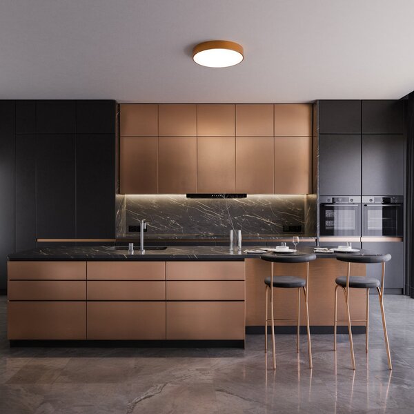 TEMAR LIGHTING Таванна лампа Cleo 500, медна, сензор, IP54, Ø 50 cm, метал, Мед, Коридор, Метал, Модерен