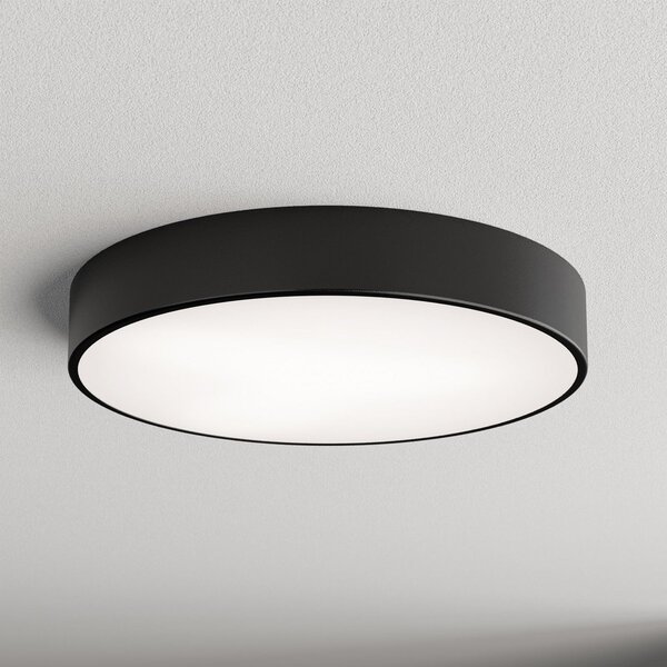 TEMAR LIGHTING Таванна лампа Cleo, Ø 50 cm, IP54, черна, метал, E27, Затъмняване, Черен, Баня, Метал