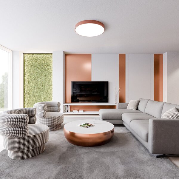 TEMAR LIGHTING Таванска лампа Cleo 600, Ø 60 cm медна, Затъмняване, Мед, Дневна/трапезария, Метал