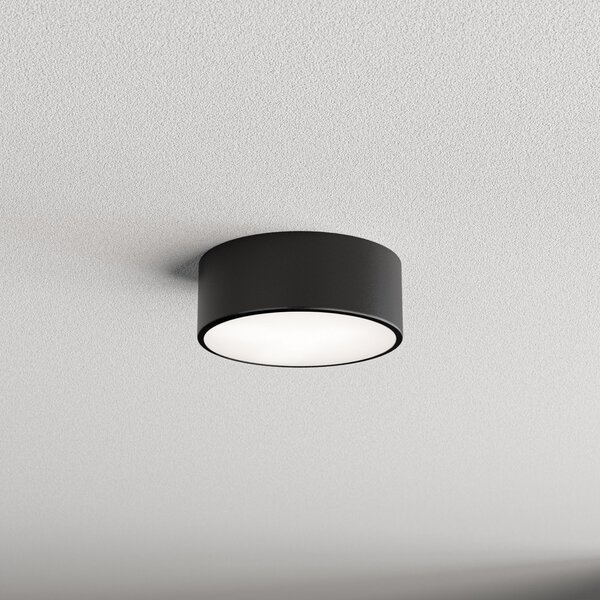 TEMAR LIGHTING Таванна лампа Cleo 200, черна, сензор, IP54, Ø 20 cm, метал, Черен, Коридор, Метал, Модерен