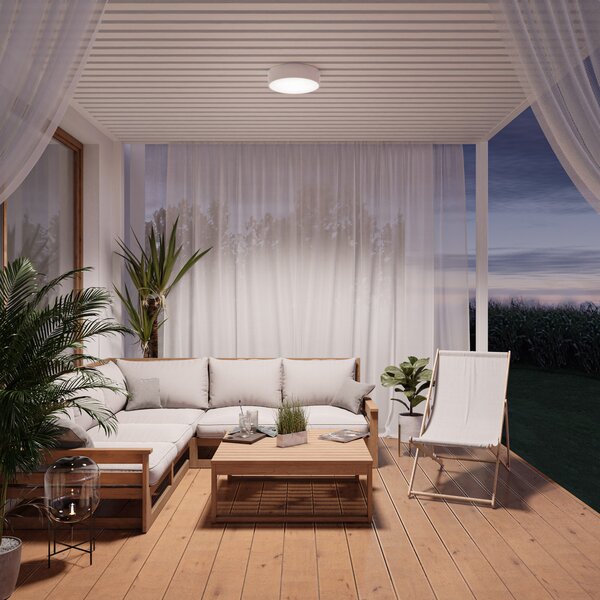 TEMAR LIGHTING Таванна лампа Cleo 200, бяла, сензор, IP54, Ø 20 cm, метал, Бял, Коридор, Метал, Модерен