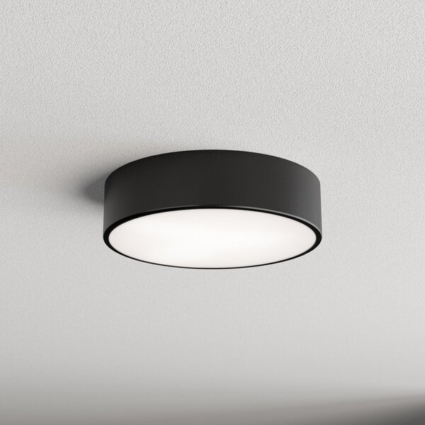 TEMAR LIGHTING Таванна лампа Cleo 300, черна, сензор, IP54, Ø 30 cm, метал, Черен, Коридор, Метал, Модерен