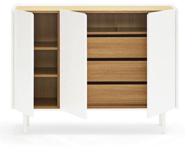 Бял нисък скрин от декор от дъб 110x85 cm Arista – Teulat