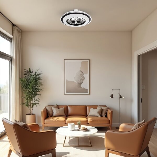 LED Димируема лампа с вентилатор ZEPHYR LED/48W/230V черна + д.у