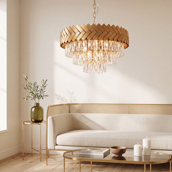 Висяща Кристална Лампа APP1942-3CP 50cm Gold