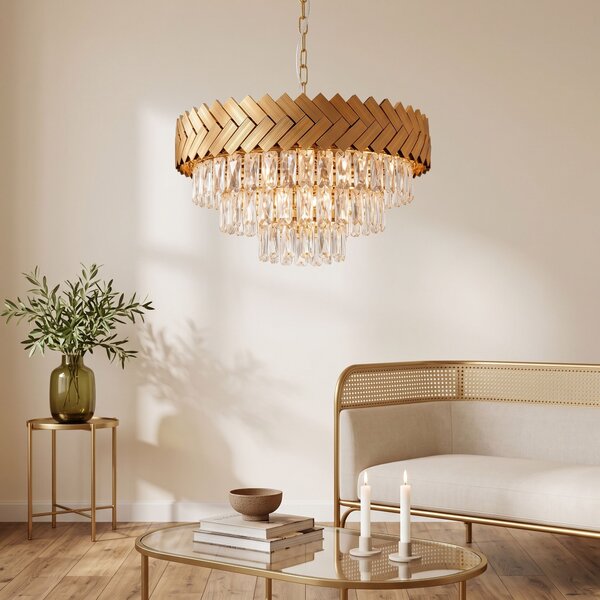 Висяща Кристална Лампа APP1942-3CP 50cm Gold