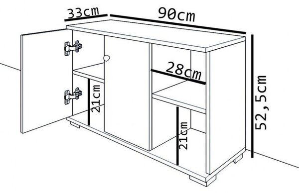 Шкаф за обувки Deril бял-Сонома 90x33x52 см