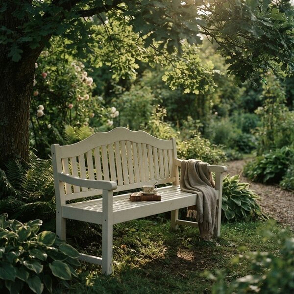 Бяла градинска пейка от масивно дърво Austin – Garden Pleasure