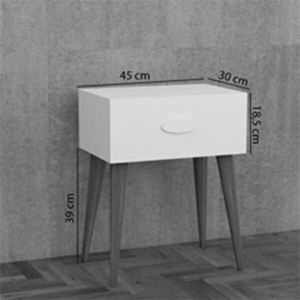 Laber бяло меламиново нощно шкафче Laber 45x30x57,5 cm