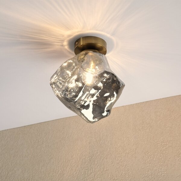 Плафон CRISTAL 1xE14/15W/230V месинг/опушено черно