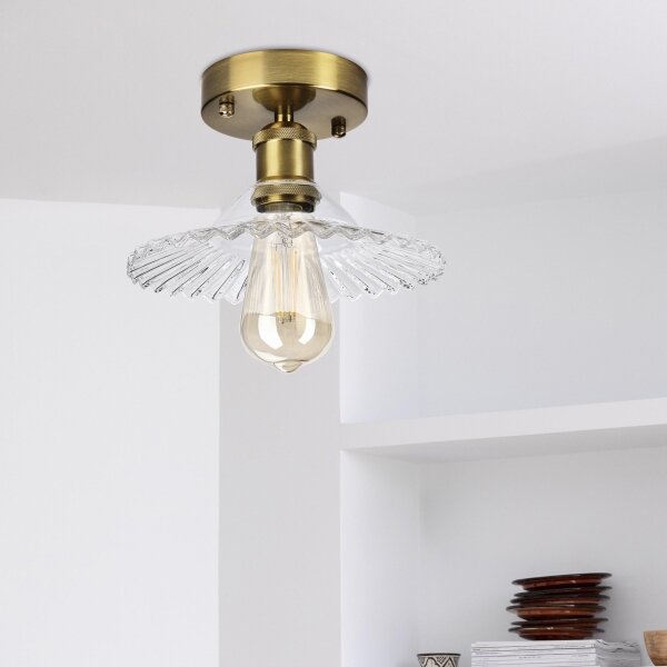 Полилей за повърхностен монтаж TRISH 1xE27/15W/230V, златист/прозрачен