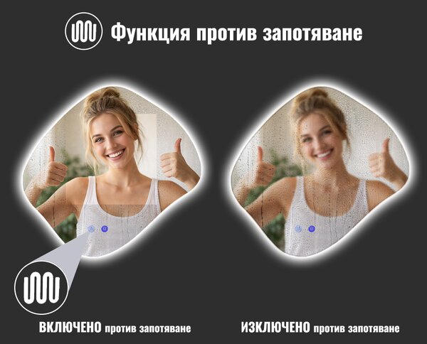 Огледало за баня с LED осветление и функция против изпотяване Аквелиа