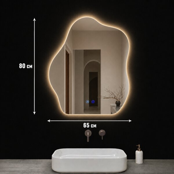 Огледало за баня с LED осветление и функция против изпотяване Ориала - 65x80 см