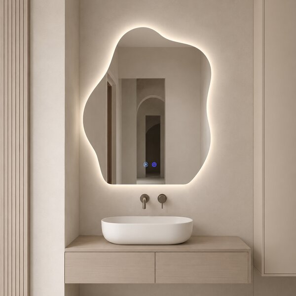 Огледало за баня с LED осветление и функция против изпотяване Ориала - 65x80 см