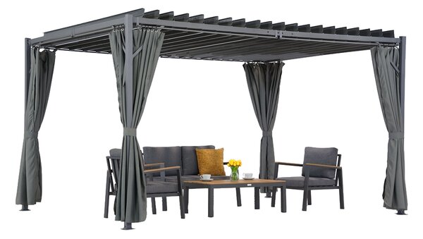 Антрацитна пергола Tasos 3x6 м с пердета Garden Point