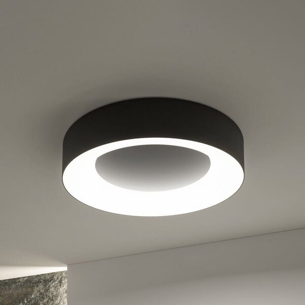 Paulmann Smart LED таванна лампа Casca, черна, Ø40 см, RGBW, IP44, Затъмняване, Черен, Дневна/трапезария, Метал, Модерен