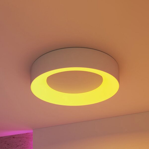 Paulmann Smart LED таванна лампа Casca, алуминий, Ø 40 см, RGBW, IP44, Затъмняване, Металик, Дневна/трапезария, Метал, Модерен
