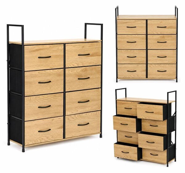 Комод с 8 текстилни чекмеджета и метална конструкция 107 x 80 x 24 см