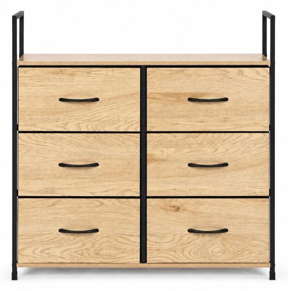 Комод с 6 текстилни чекмеджета и метална конструкция 87 x 80 x 24 см