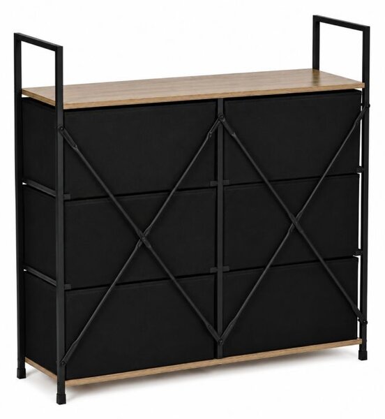 Комод с 6 текстилни чекмеджета и метална конструкция 87 x 80 x 24 см
