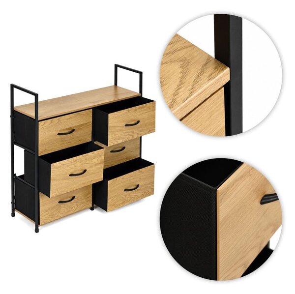 Комод с 6 текстилни чекмеджета и метална конструкция 87 x 80 x 24 см