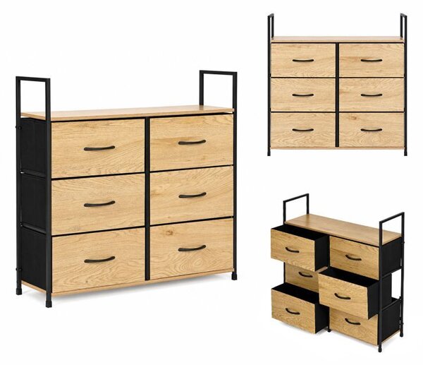 Комод с 6 текстилни чекмеджета и метална конструкция 87 x 80 x 24 см