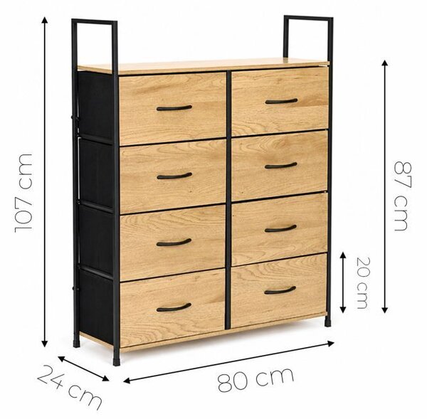 Комод с 8 текстилни чекмеджета и метална конструкция 107 x 80 x 24 см