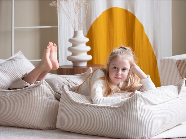 Кремав детски пуф от рипсено кадифе Chair – Wigiwama