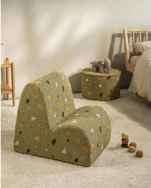 Зелен детски стол от букле и шенил Terrazzo Cloud – Wigiwama